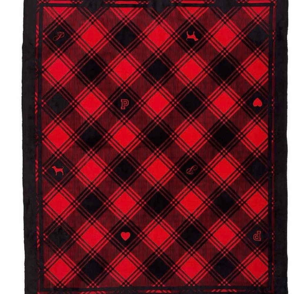 PINK Red and Black Plaid Blanket 50x60